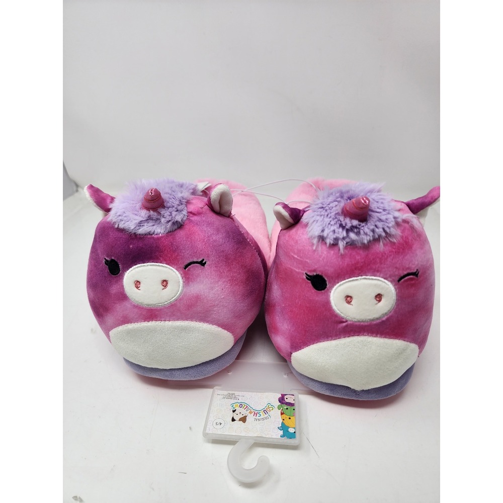 Squishmallows Girls Unicorn Plush Slipper Purple Poly Blend Size XL 4/5 Relaxed